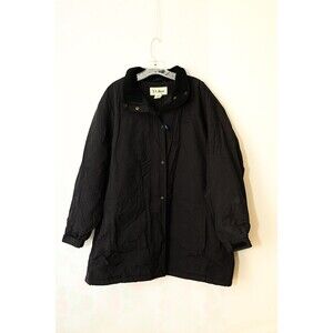 L.L. Bean womens black jacket fleece lined XL reg O FG76 snow ski winter SEE